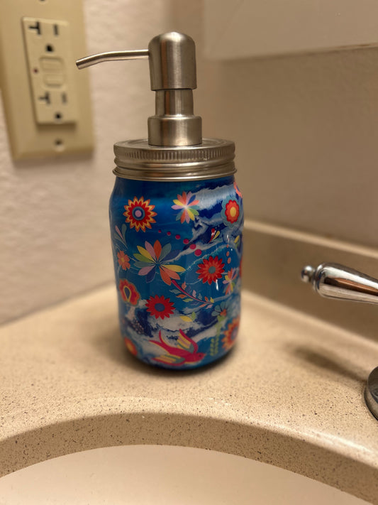 Soap dispenser colorful flowers